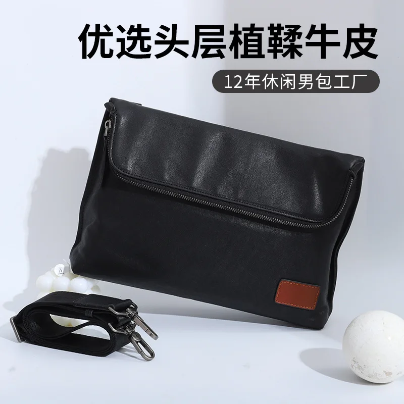 

Genuine Leather Crossbody New Trendy Casual Large Capacity Handbag Soft Cowhide Business Men's Single Shoulder Laptop Bag