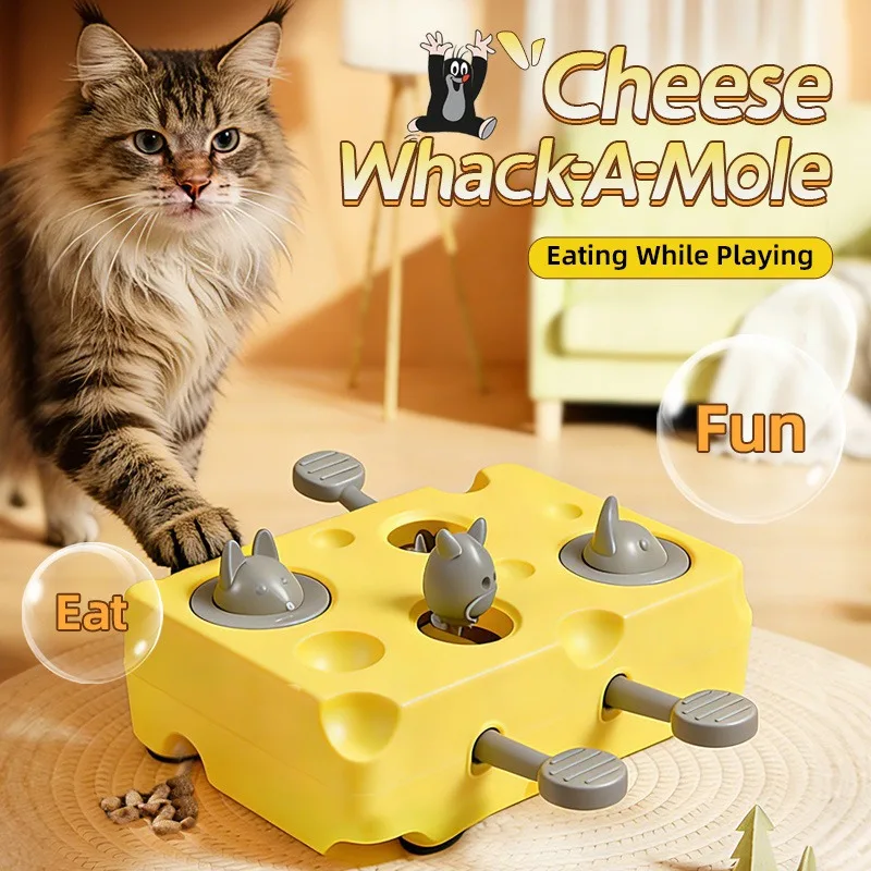 Máquina de Recompensas con Snacks y Juguete de Golpear el Queso, Pescado Simulado, Palo Automático para Gatos, Eléctrico para Autoestimulación