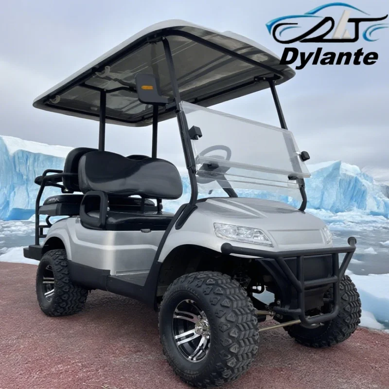 ManufacturerS supplies Four-Wheeled Exquisite Silver 48V Electric Golf Cart,Legal On The Road, Can Carry 4 People Golf Scooter