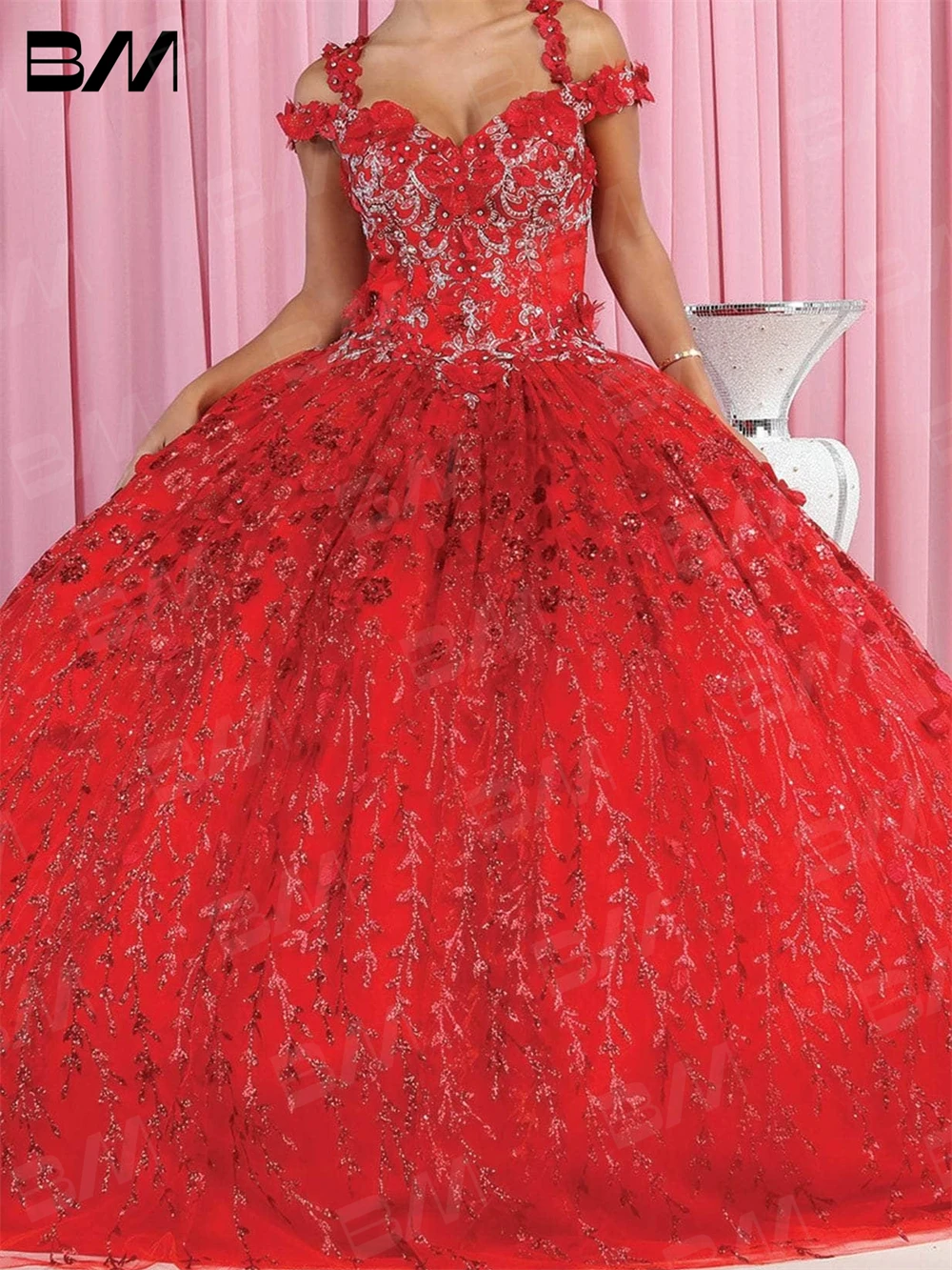 Robe de RhQuinceanera initiée au froid, bretelles ornées, appliques en dentelle, robes de cocktail, 2023