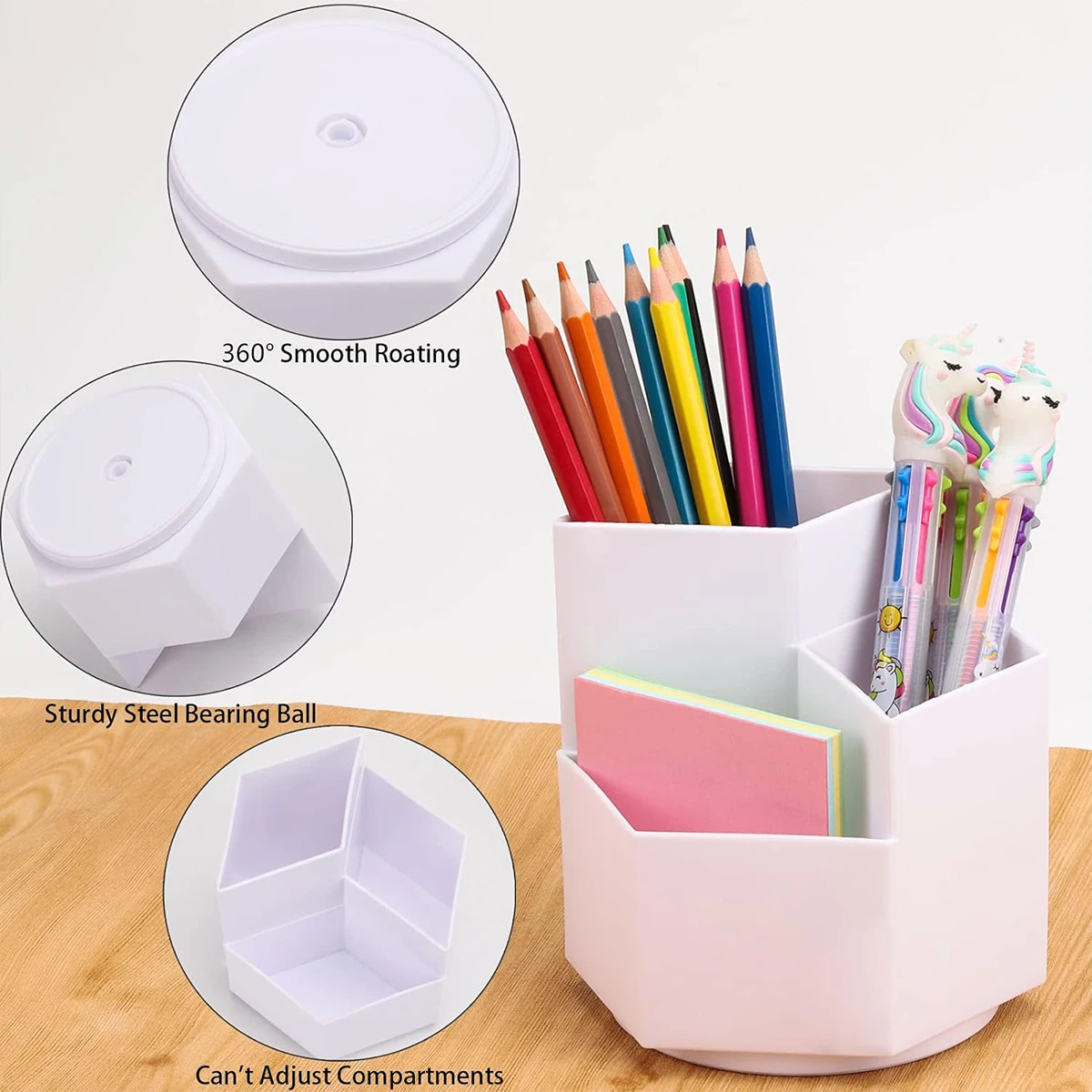 360° rotating simple makeup brush storage bucket small fresh dormitory desktop large capacity pen holder women fashion