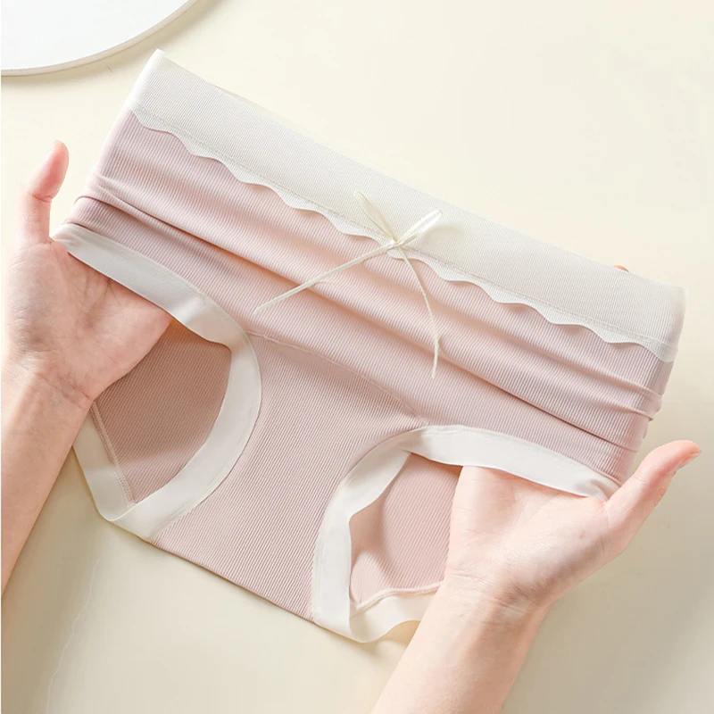 3 قطعة سراويل النساء رقيقة سلس فتاة الحرير الجليد منتصف الخصر الملابس الداخلية اليوغا الرياضة موجز تنفس الراحة الورك رفع اللباس الداخلي السروال