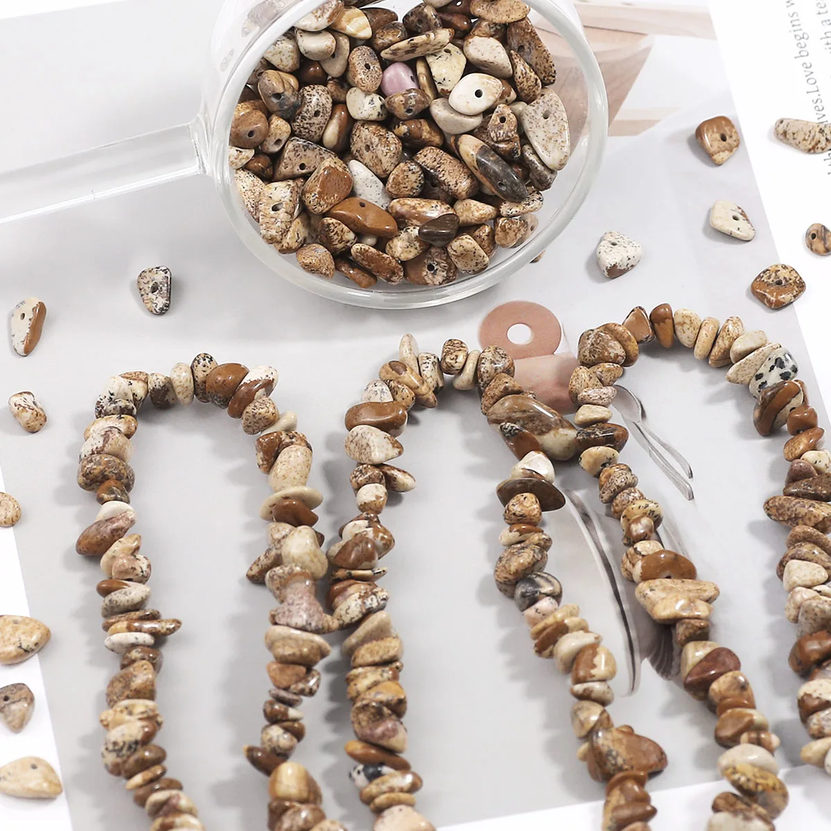 Natural 5-8mm Picture Crushed Stone Beads Crystal Spacer Loose Beads For Jewelry Making Bracelet DIY Earrings Accessories