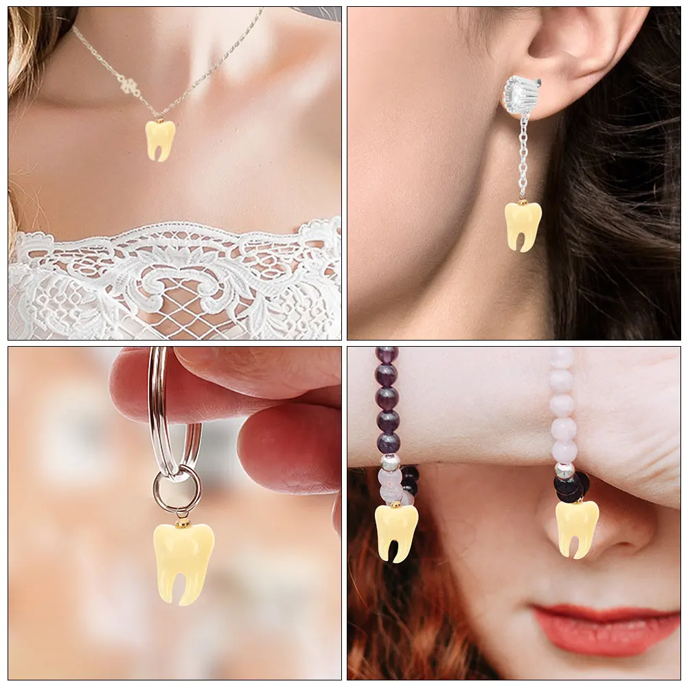 

10Pcs Teeth Jewelry Pendants Resin Decorative Small Teeth Charms for DIY Necklace Bracelet Keychain Jewelry Making Supplies