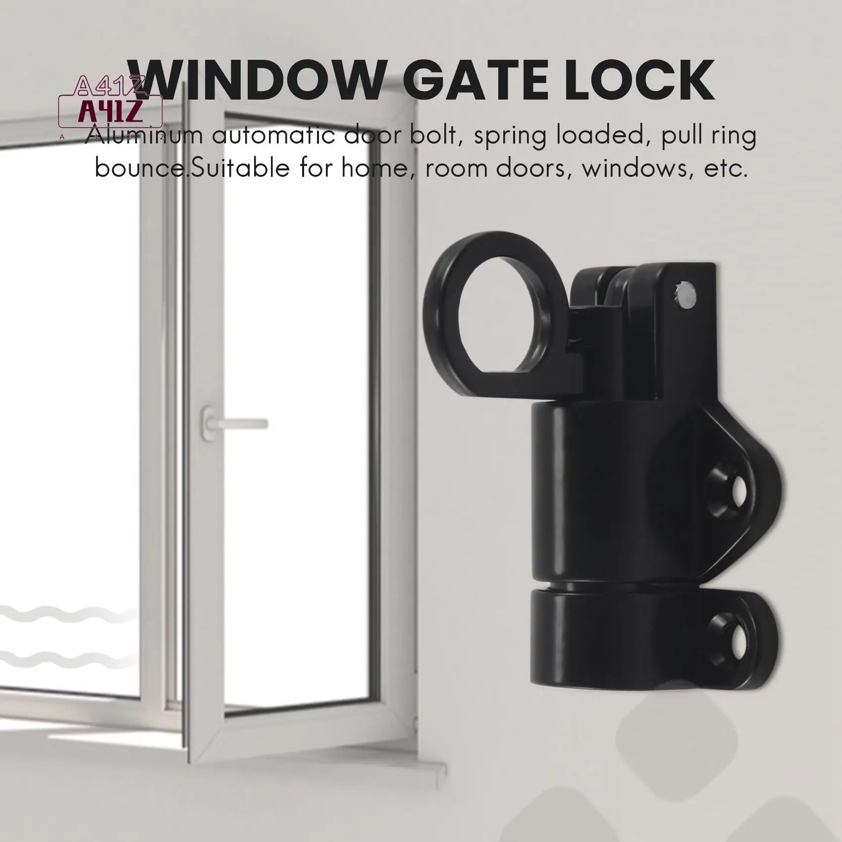 

A41Z-Aluminum Alloy Security Automatic Window Gate Lock Spring Bounce Door Bolt Latch