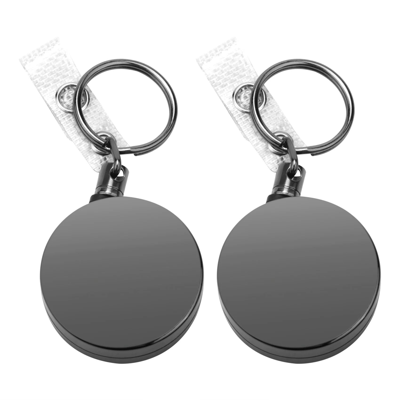 

2 Pack Heavy Duty Retractable Badge Holder Reel,Metal ID Badge Holder with Belt Clip Key Ring for Name Card Keychain Black