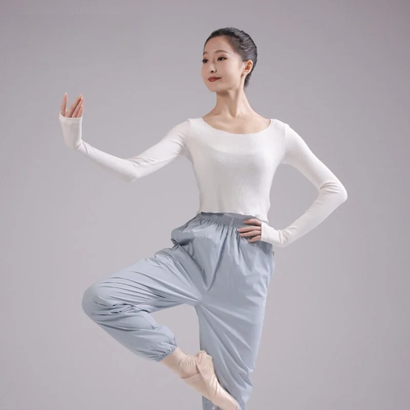 pull-de-danse-classique-pour-femme-manches-longues-coupe-courte-haut-chaud-a-haute-elasticite-ideal-pour-l'entrainement-uniforme-de-danse-en-coton-col-rond