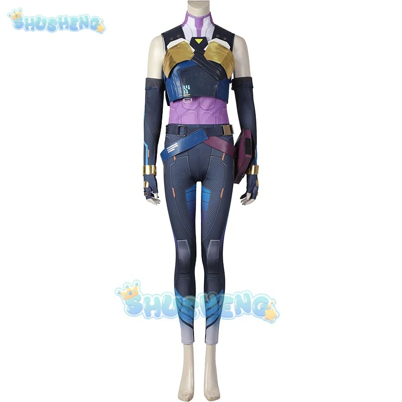 Neon Cosplay Costume Game Valorant Neon Cosplay Costume Blue Women Combat Uniform Halloween Party Outfit Full Set