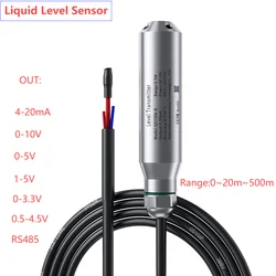 0-10m 15m Liquid Level Sensor Transmitter 4-20mA 0-10V Submersible Liquid Level Transducer 0-5V Water Level Meter 0-3.3V RS485