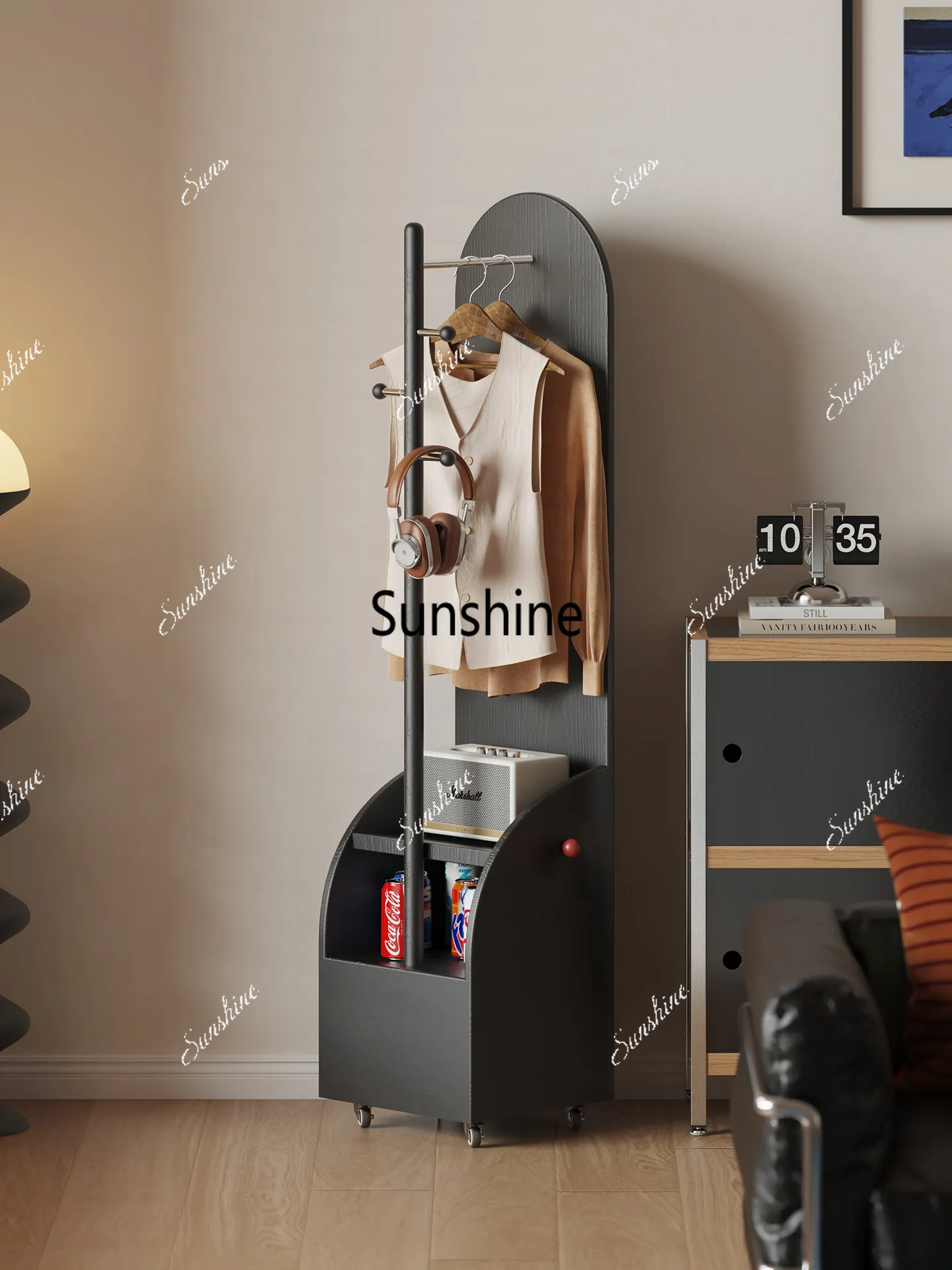 

Integrated household solid wood floor-to-ceiling hanger removable rotating bedroom full-body mirror