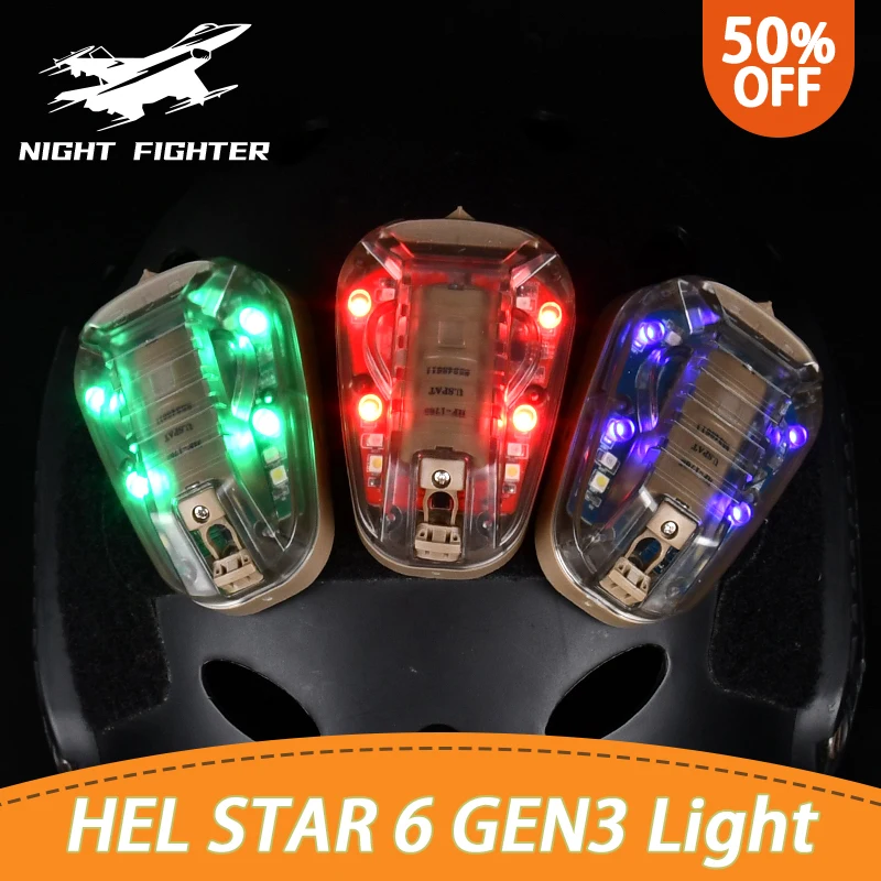 

WADSN HEL STAR 6 GEN3 Airsoft Sport Helmet Light Blue Green Red IR Strobe Waterproof Outdoor Survival Safety Signal Flash LAMP