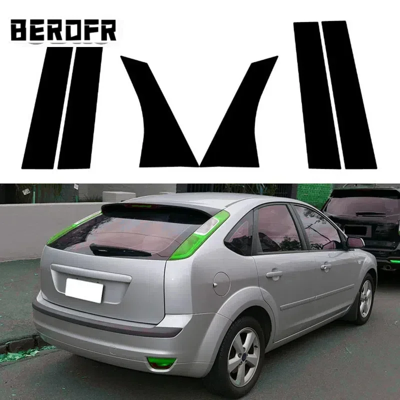 6 pçs pilar do carro posts porta janela guarnição capa adesivos decalque para ford focus sedan/hatchback 2005 2006 2007 2008 2009 2010-2014