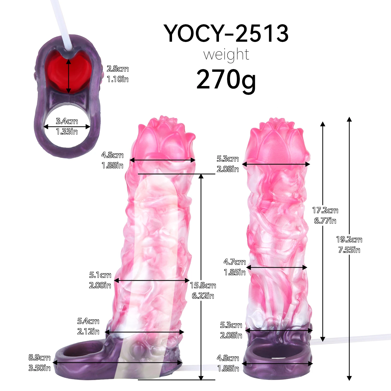 SMMQ Electric Squirting Penis Sleeve Soft Silicone Hollow Dildo Sheath Vaginal G-Spot Stimulator Cock Enlarger Adult Toy For Men