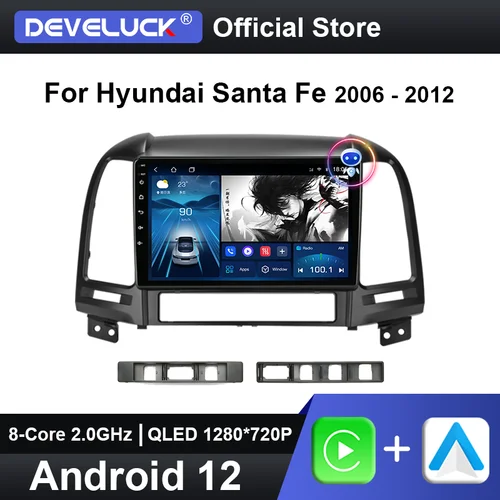 Imagen 1 del producto Android Autoradio Carplay para Hyundai Santa Fe 2 2006 - 2012 Unidad principal de radio para coche Multimidia Reproductor de video Navegación GPS 4G DVD