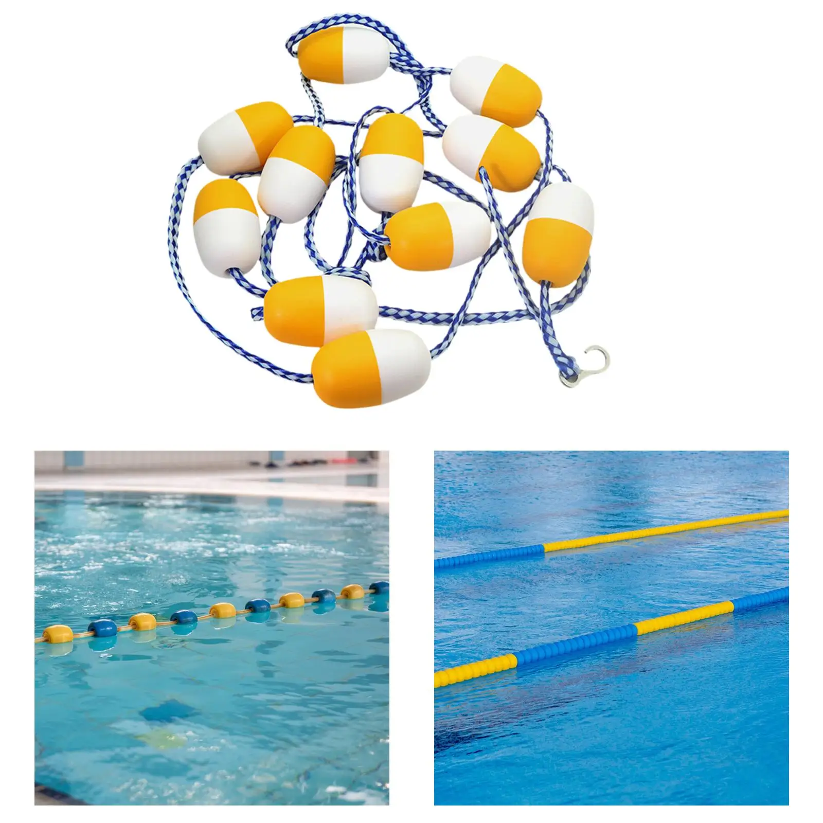 Pool Safe Rope, Pool Rope with Floats, Divider with Pre Assembled Hooks Pool Float Barrier for Indoor Outdoor Swimming Pools