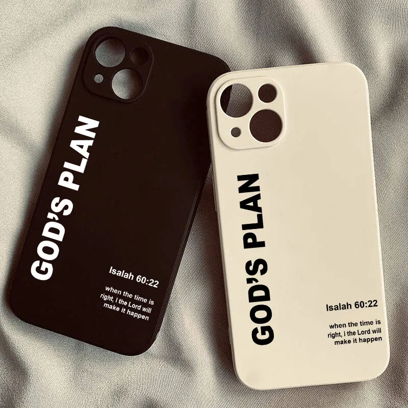 Funda con versículo de la Biblia Jesús del Plan de Dios para IPhone 16 12 13 Mini 11 14 15 Pro Max XR 8 Plus diseño cristiano funda trasera de silicona suave