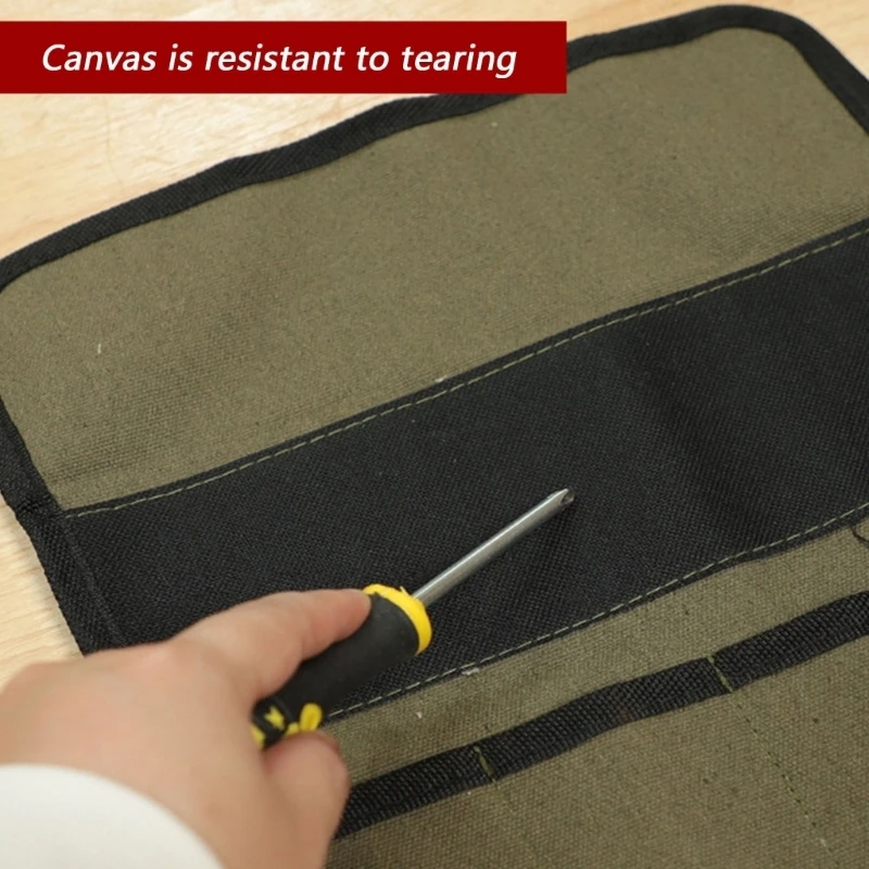 Foldable Portable Tool Roll Design with Multiple Pockets Sturdy Fabric Water resistant for Quick Access