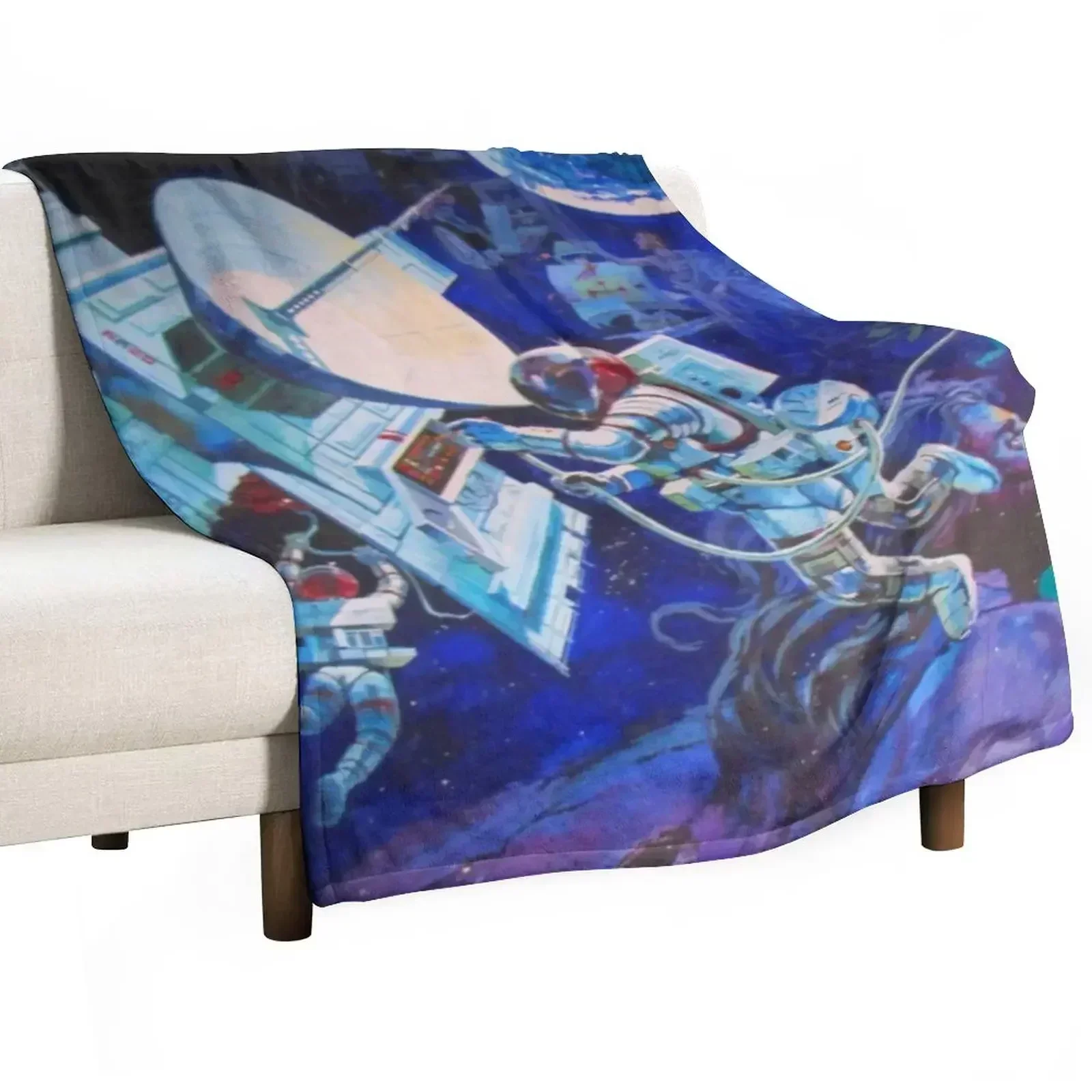

Spaceship Earth Mural Throw Blanket Soft Home Decor Blanket for Couch Bedroom