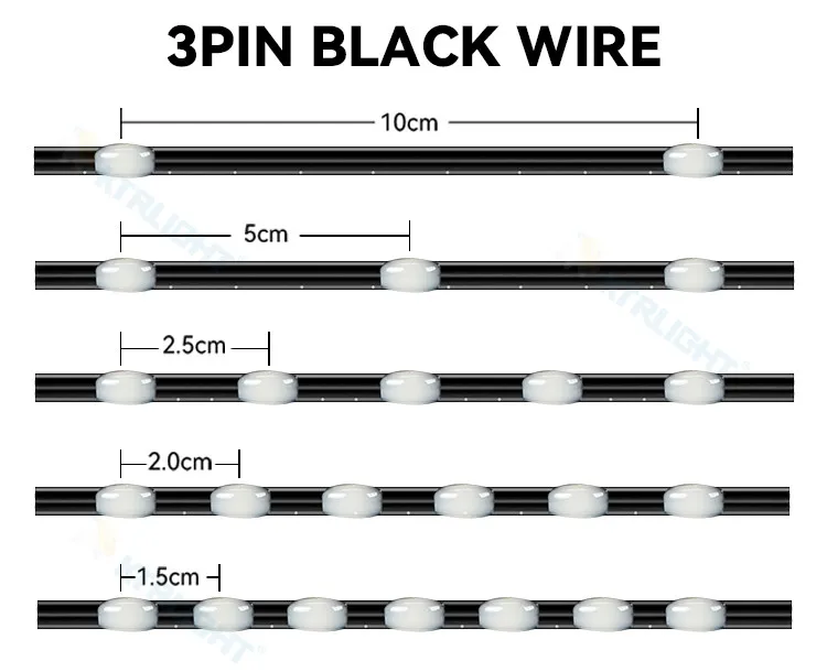 5V WS2811 3PIN Black Wire LED String Lights Dream Color RGBIC Addressable Individually Fairy Light Seed Pixels Light WS2812