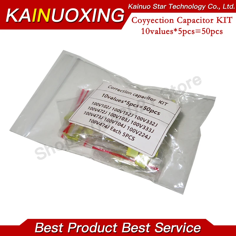 Correction capacitor package kit 10 kinds * 5 PCS=50 PCS KIT 100V 102J 152J 332J 472J 103J 333J 473J 104J 224J 474J