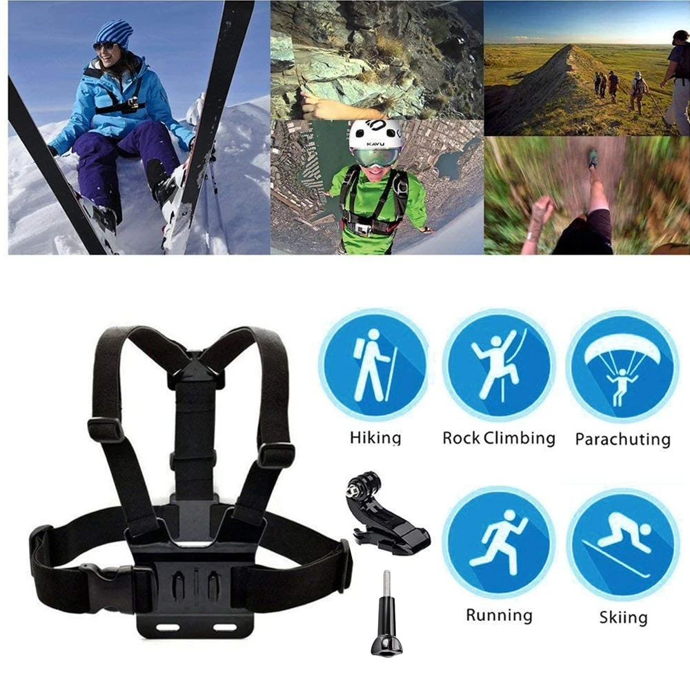 Chest Strap Mount Belt for Gopro hero 12 11 9 7 6 5 4 3 Xiaomi Yi 4K Action camera Chest Harness for SJCAM SJ4000 sport cam fix