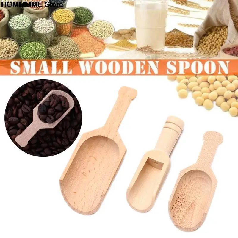 Lntyq Lot de 4 mini cuillères en bois,mini cuillère de bain,cuillère à