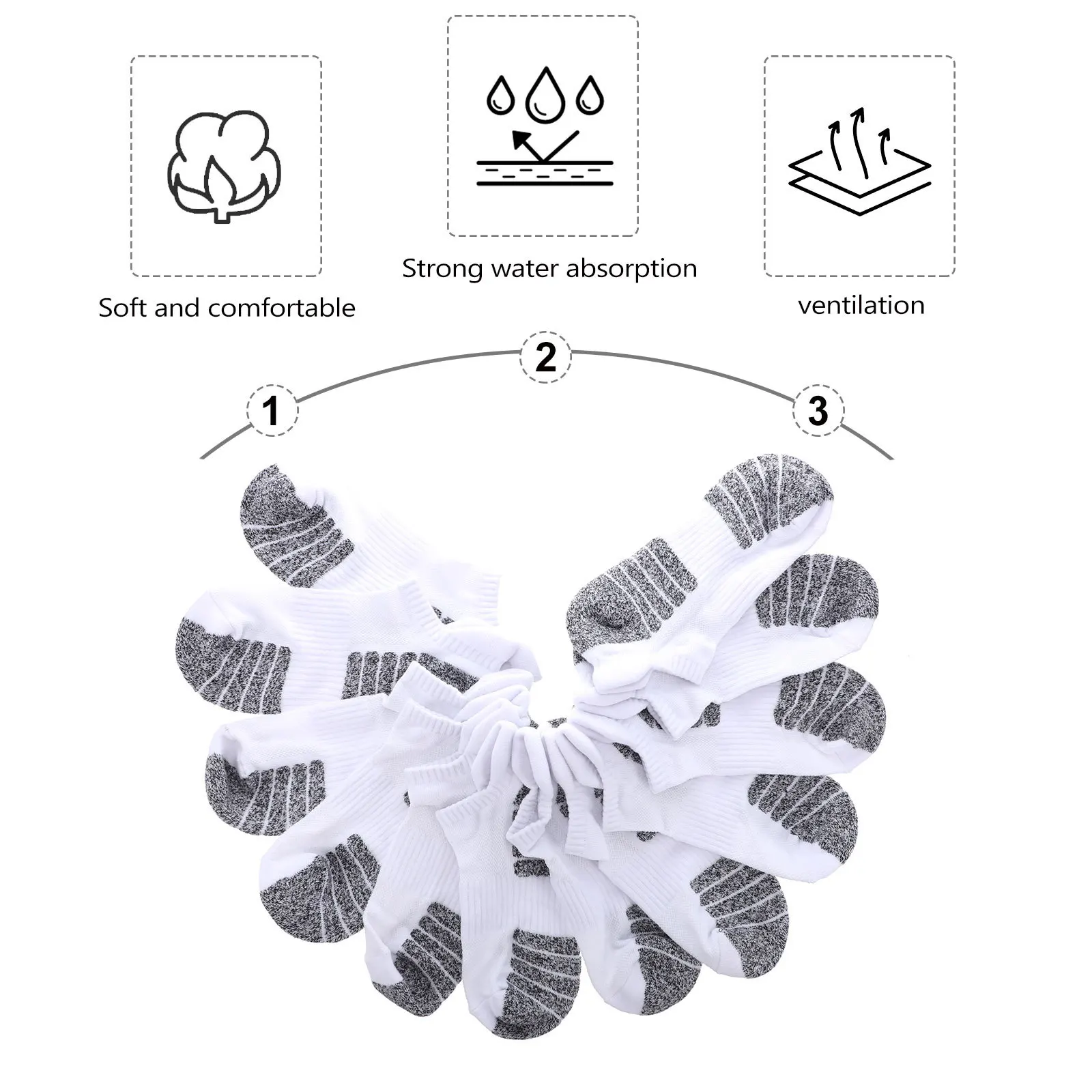 

6Pairs Breathable Cotton Running Socks Durable Comfortable Sports Ankle Socks Great Gift for Daily Cycling Workout Office