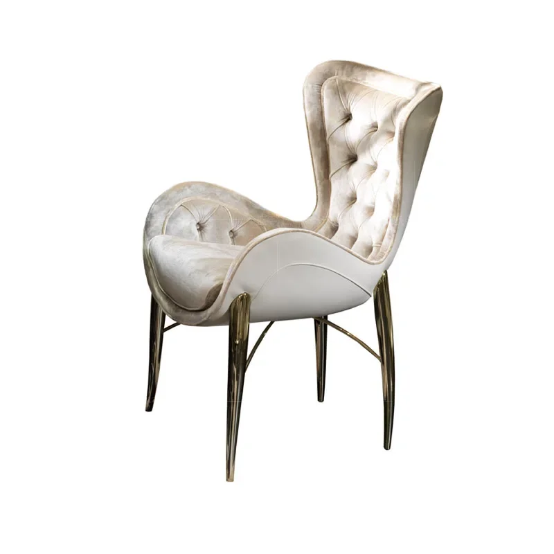 

Italian light luxury flannel dining chair, restaurant home, creative high-end armchair