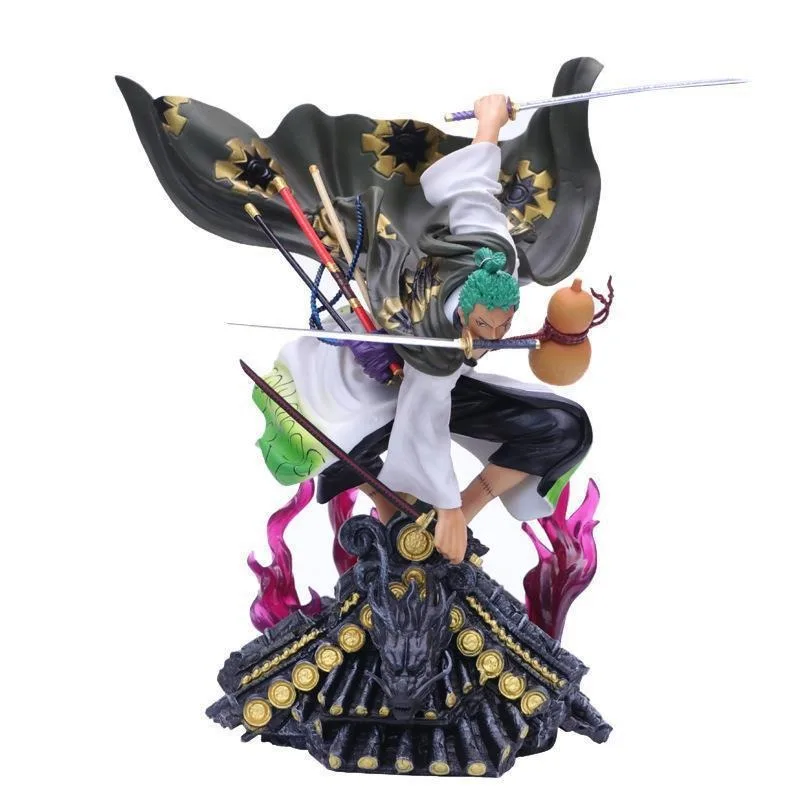 Uma peça roronoa zoro figuras anime wano country arco zoro modelo ornamento legal colecionáveis decorações de mesa presentes de aniversário