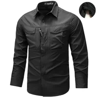 Camisa de manga larga para hombre, camisas de trabajo tácticas, Tops para exteriores con múltiples bolsillos, secado rápido, senderismo, pesca, camisas de carga, primavera y otoño