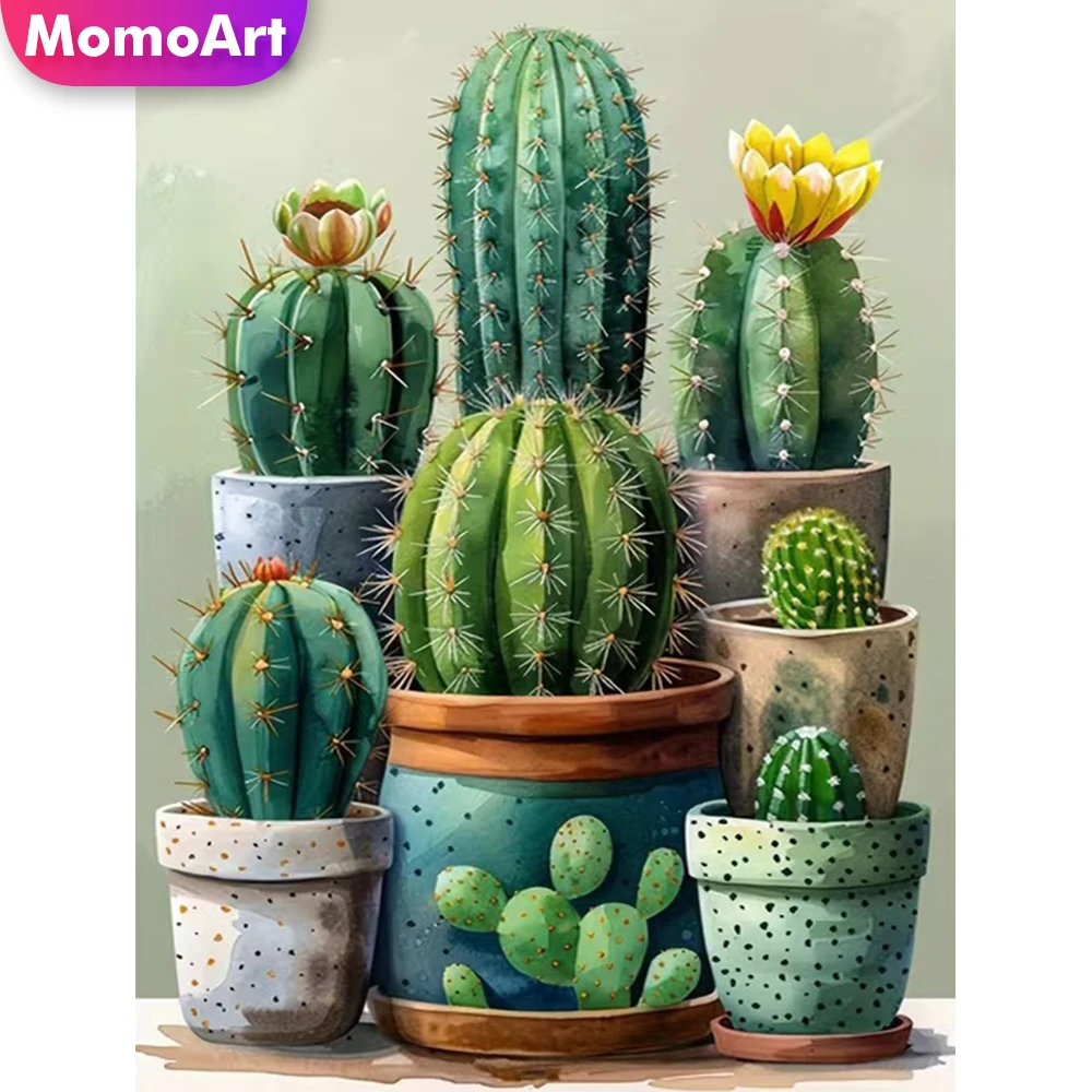 Momoart Kaktus Diamant-Mosaik Blume Acryl-Bastelbedarf Diamantmalerei Topfpflanze DIY Stickerei Vase Handgemachtes Hobby
