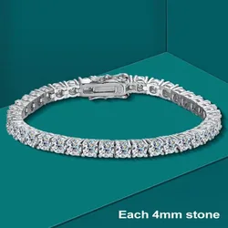 Moissanite Tennis Bracelet with Certificate 925 Sterling Silver Plated Gold Bracelets 3/4/5/6.5mm Diamond Bangle for Women Men