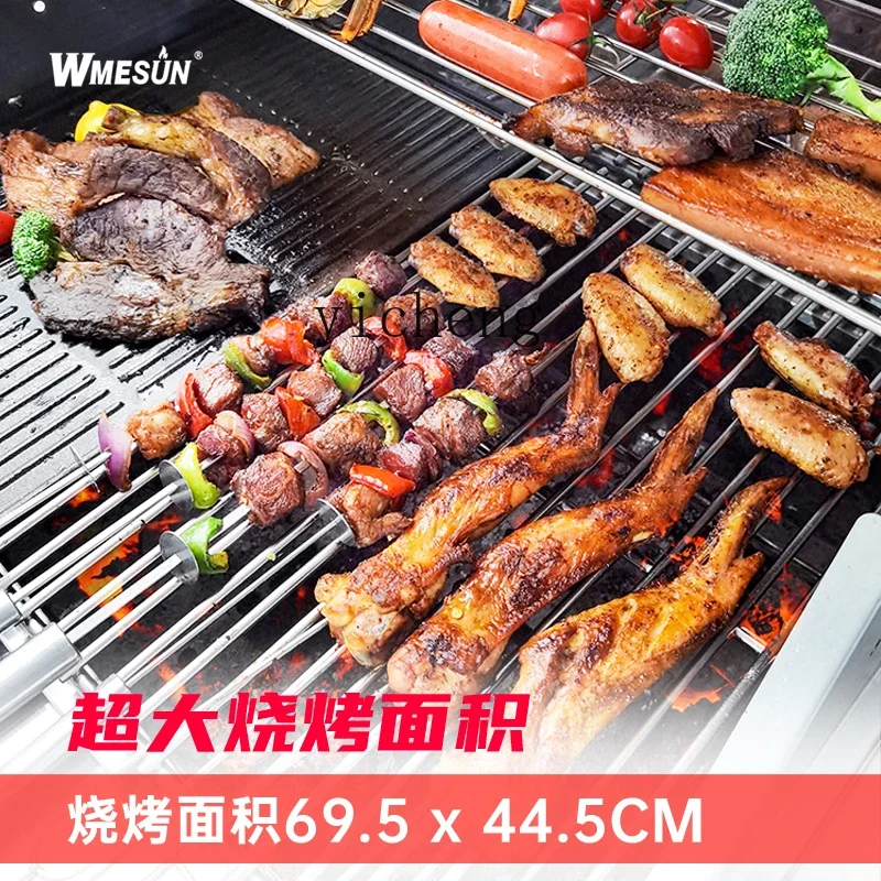 ZK BBQ Grill Outdoor Korean Villa Stainless Steel Thickened Large Charcoal BBQ Grill