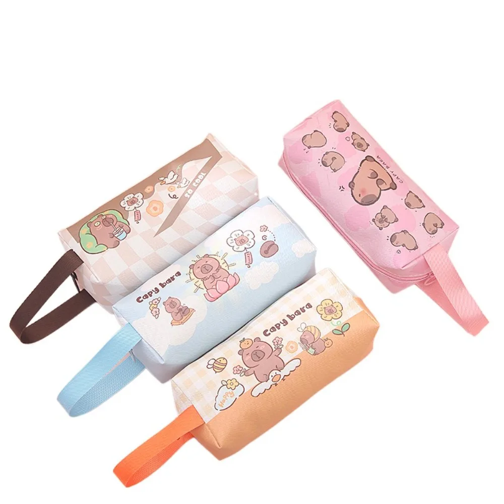 Capybara Student Pencil Bag Large Capacity PU Stationery Storage Box Cute Cartoon Pen Bag Student Gifts School Supplies