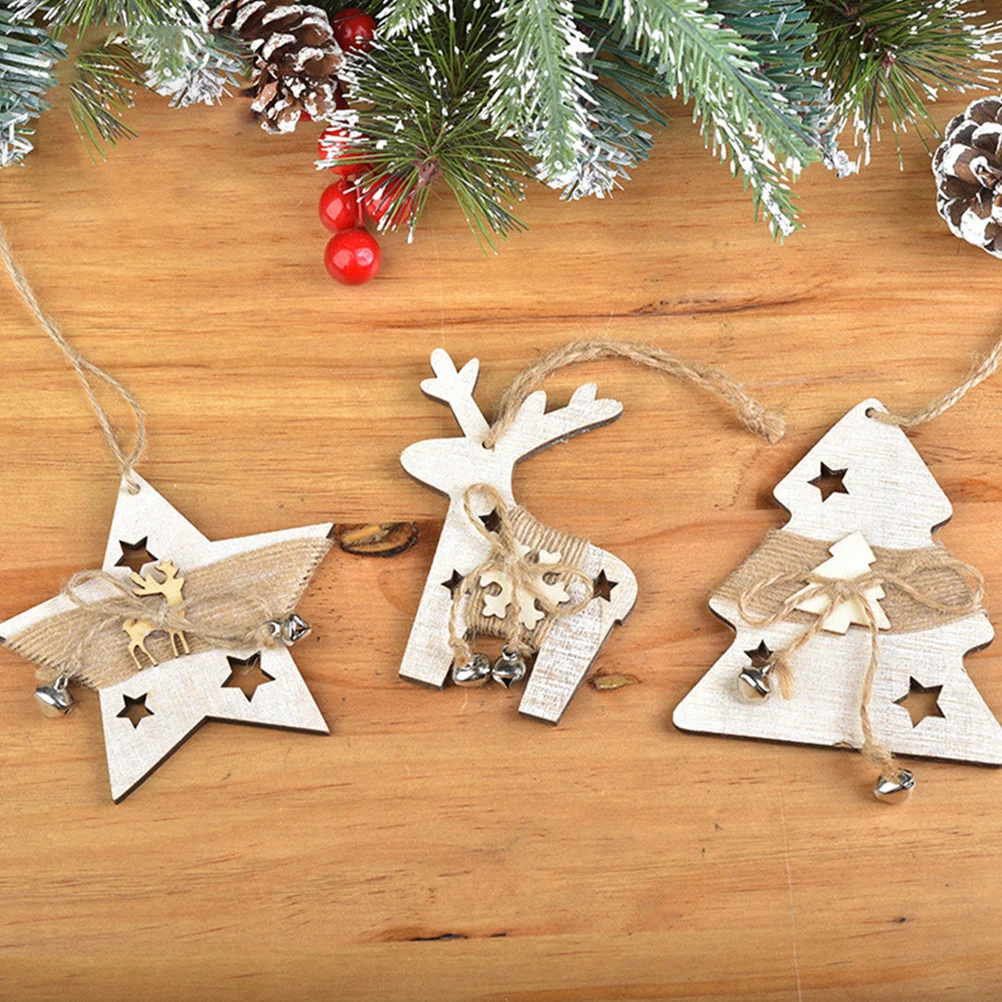 

5Pcs Xmas Wooden Elk Hanging Pendants Creative Christmas Tree Decor Party Decoration Xmas Themed Ornament Mini Christmas Elk