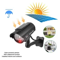 Solar Powered Fake Security Camera Outdoor, Realistic Dummy CCTV Surveillance with Flashing Red LED, Adjustable Mount & Warning