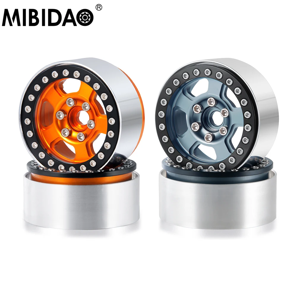 

MIBIDAO 4Pcs Aluminum 1.9“ Metal Beadlock Wheel Hub Rim for 1/10 RC Crawler Car TRX4 Axial SCX10 90046 AXI03007 RedCat Gen8 D90