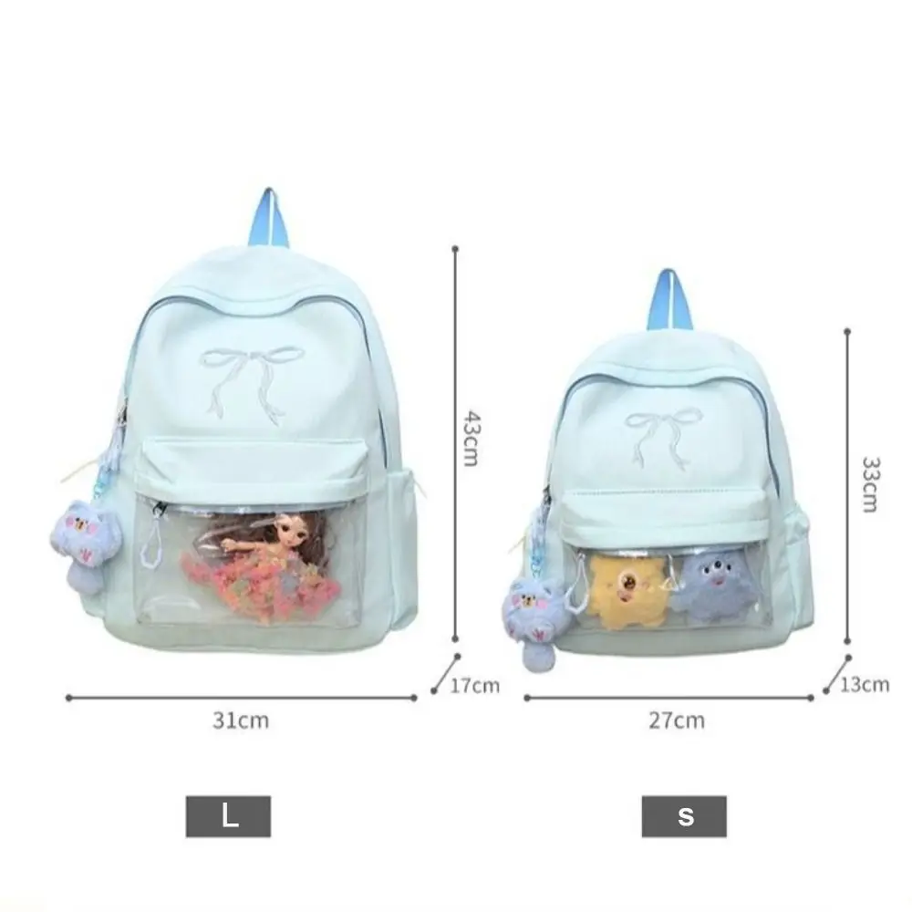 Portátil bordado arco meninas mochila cor sólida náilon estudantes mochila grande capacidade leve saco de viagem para portátil