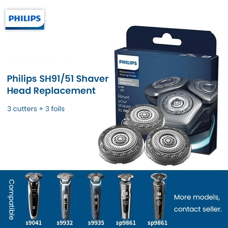رأس الحلاقة فيليبس SH91 بديل لرأس الحلاقة 3 رقائق + 3 قواطع متوافقة مع جميع السلاسل 9000 Series Prestige