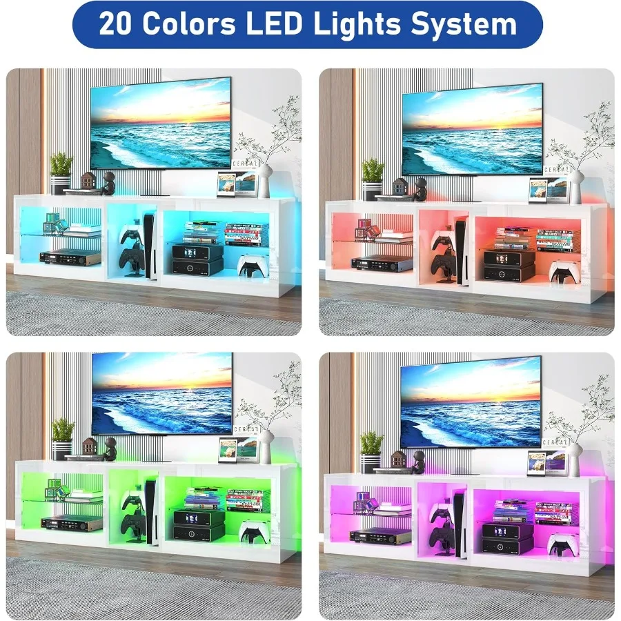 حامل تلفزيون Vitik 6Fox LED مع مخرج طاقة 60 00 لونًا لإضاءة تلفزيون 65 70 بوصة 63 وحدة تحكم تلفزيون حديثة عالية اللمعان