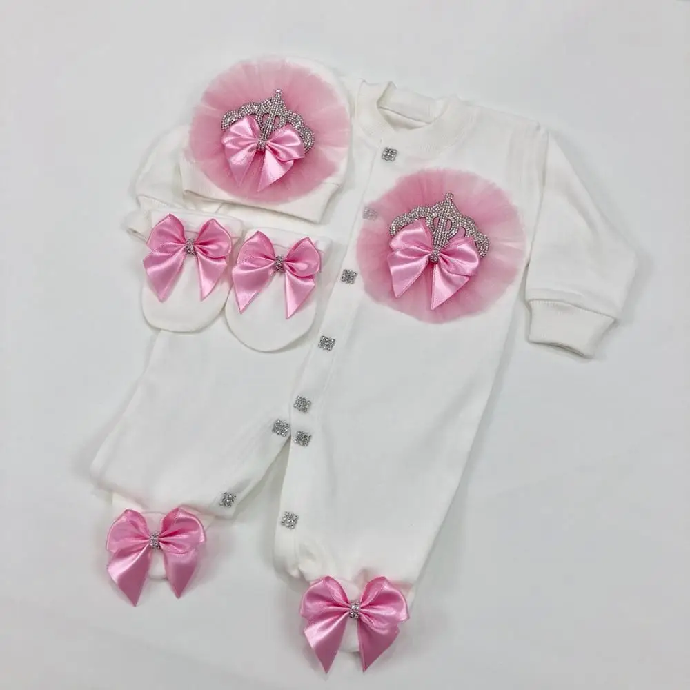 Dollbling 3pcs Newborn Fushia Pink Lace Outfits Personalised Name Sleepsuit Nest Baby Girl Pearly Crown Onesie Christening Gift Dollbling 3pcs Newborn Fushia Pink Lace Outfits Personalised Name Sleepsuit Nest Baby Girl Pearly Crown Onesie Christening Gift