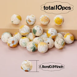 LOFCA 10pcs 15mm printed silicone beads Colorful beaded DIY Jewelry Key beaded personality bracelet Jewelry Accessories