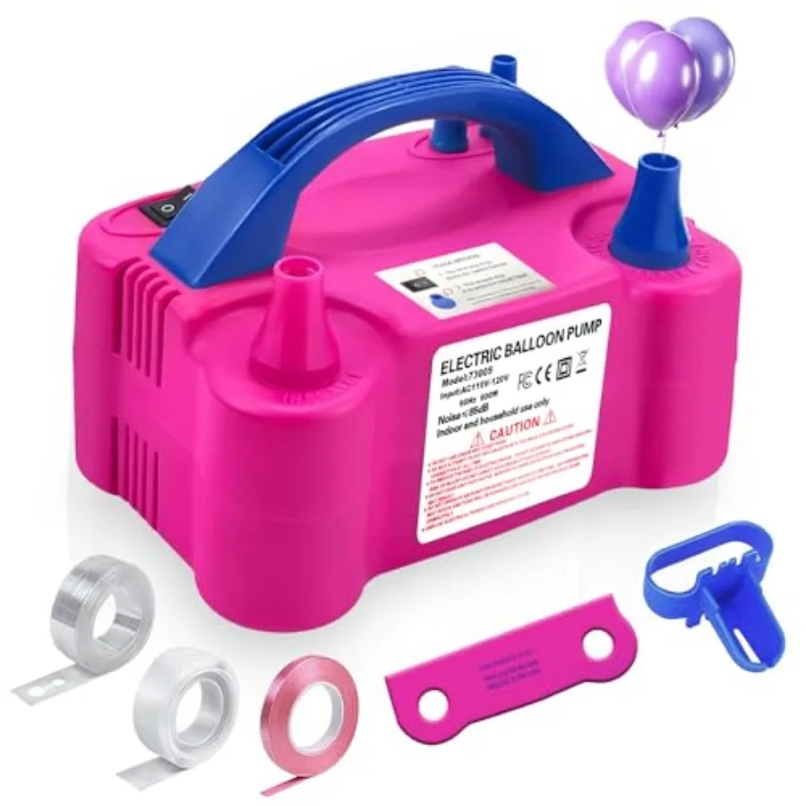 

Electric Balloon Pump, 110V 600W Portable Dual Nozzles Balloon Pump, Air Pump Balloon Blower for Party Decorations with Tying T