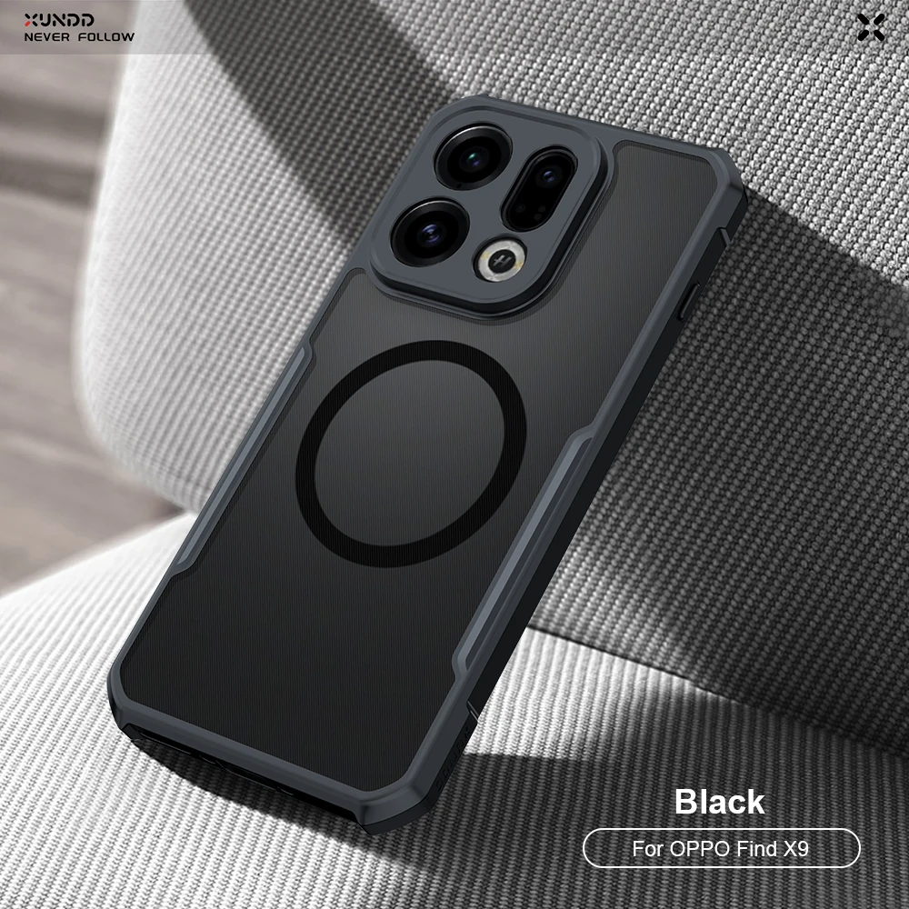 Xundd Case Voor OPPO Find X9/X9 Pro/X9 Ultra Case PC & TPU Airbag Schokbestendig Shell Anti-krassen Telefoon Cover Magnetische Stand Case