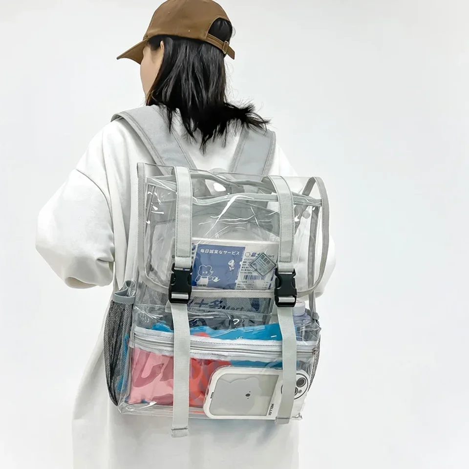 Mini Sac à Dos Transparent PVC Imperméable Noir – Élégant, Compact Et Pratique Pour Concerts, Sport, Voyage Ou Quotidien