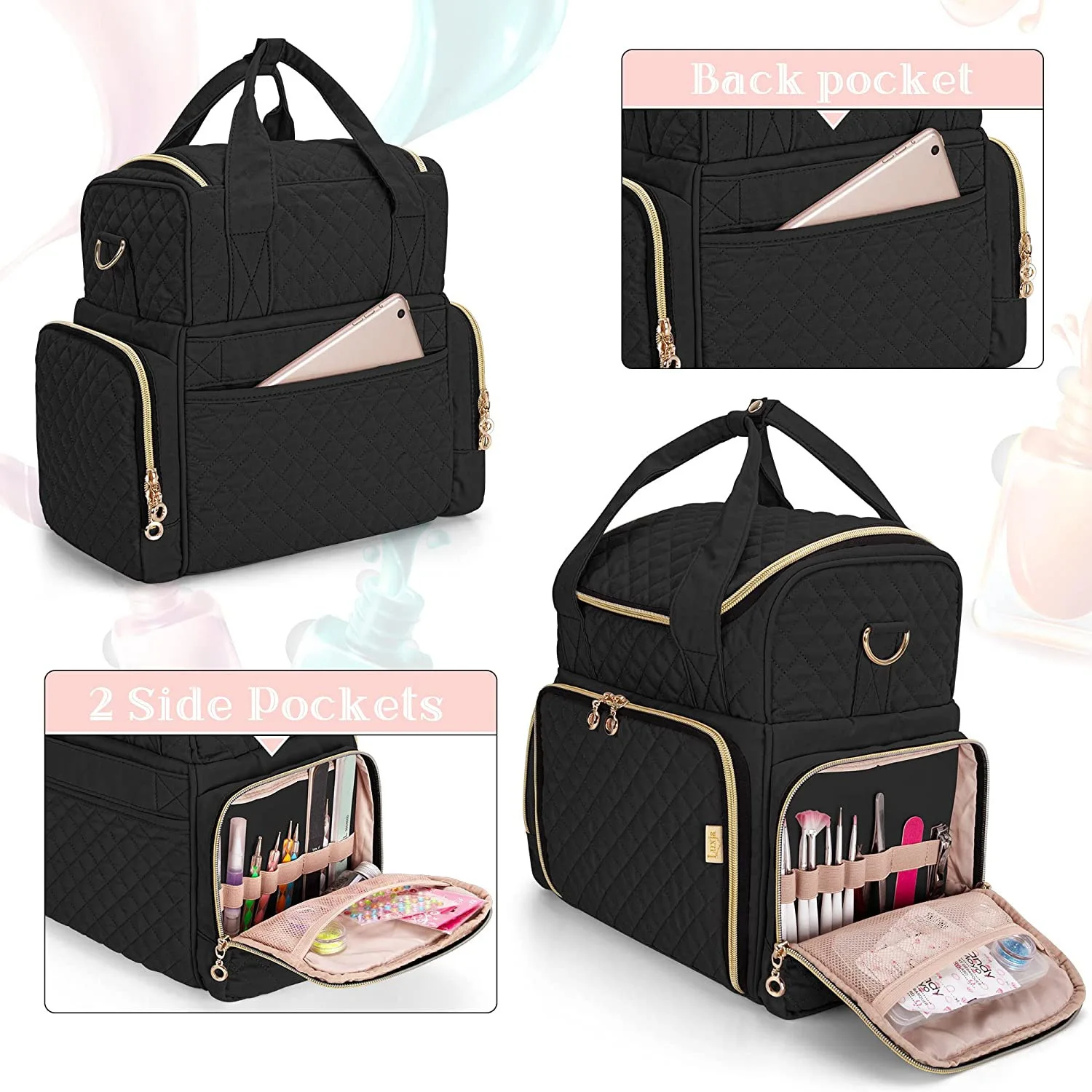 Imagem -03 - Maquiagem Bonita Storage Bolsa Bolsas Cosméticos Case Polonês Nail Lamp Grupo Travel Organizer