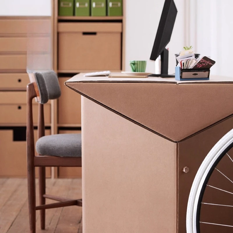 Muebles creativos modernos, escritorio triangular de papel, mesa de comedor