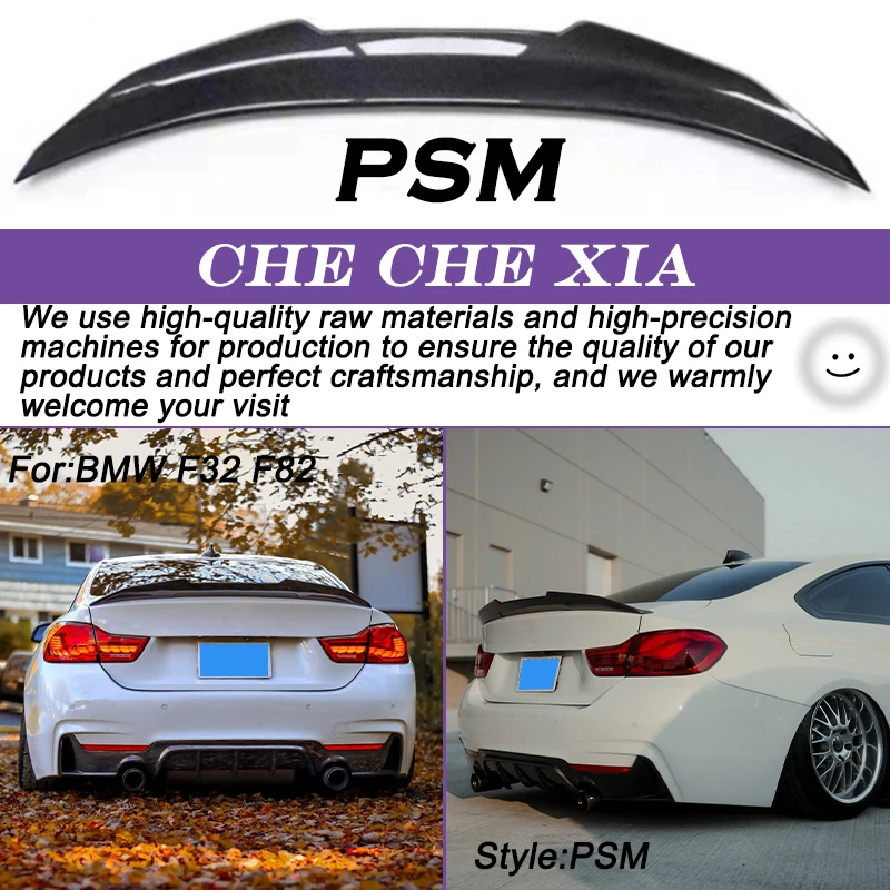 

For BMW 4 Series M4 F32 F82 2014-2020 PSM M4 MP Carbon Fiber Car Modification Rear Trunk Lid Spoiler Glossy Black