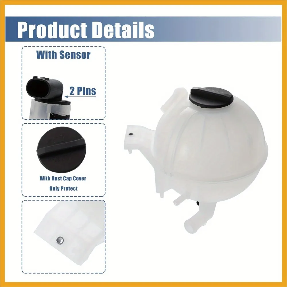 Coolant Radiator Reservoir Tank 9065010503 Coolant Overflow Expansion Bottle with Cap and Sensor for Benz Sprinter 2500 3500