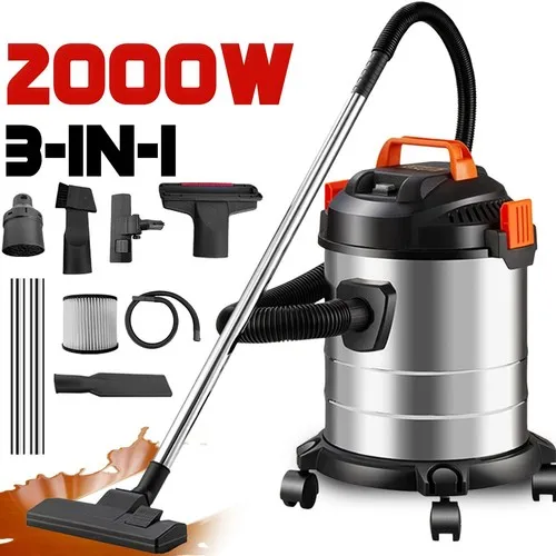 Aspiradora De 2000W Con Gran Capacidad De 20L, Manguera De 1.5M, Gran Potencia De Succión, Uso En Seco Y Húmedo Para Alfombras, Pisos Duros, Telas De Muebles — -85%, 280.44€ Coupon, from 47.18€ – 85% descuento – €47.18